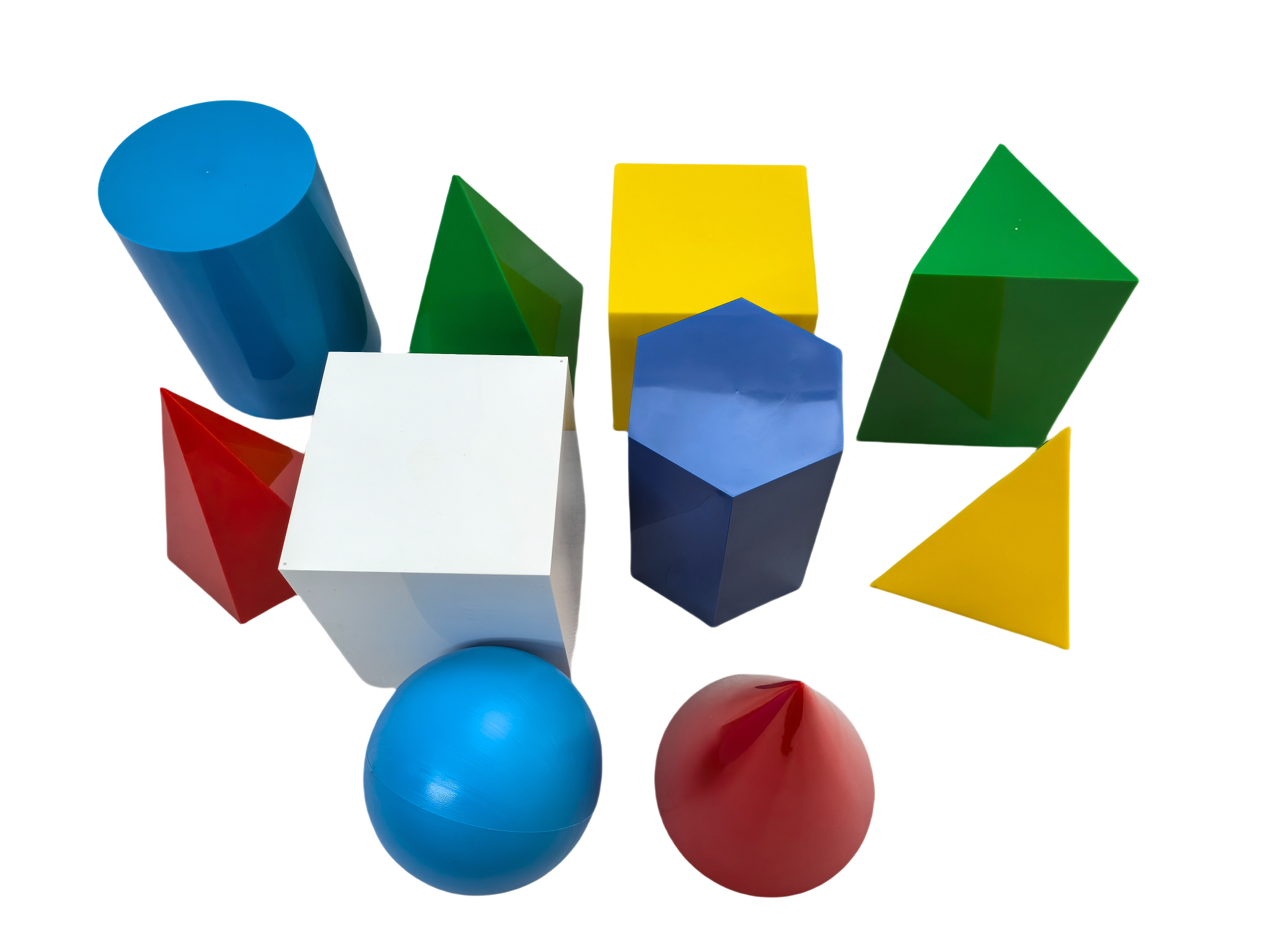 10ks plastových geometrických modelov, geometrické bloky, sada geometrických tvarov