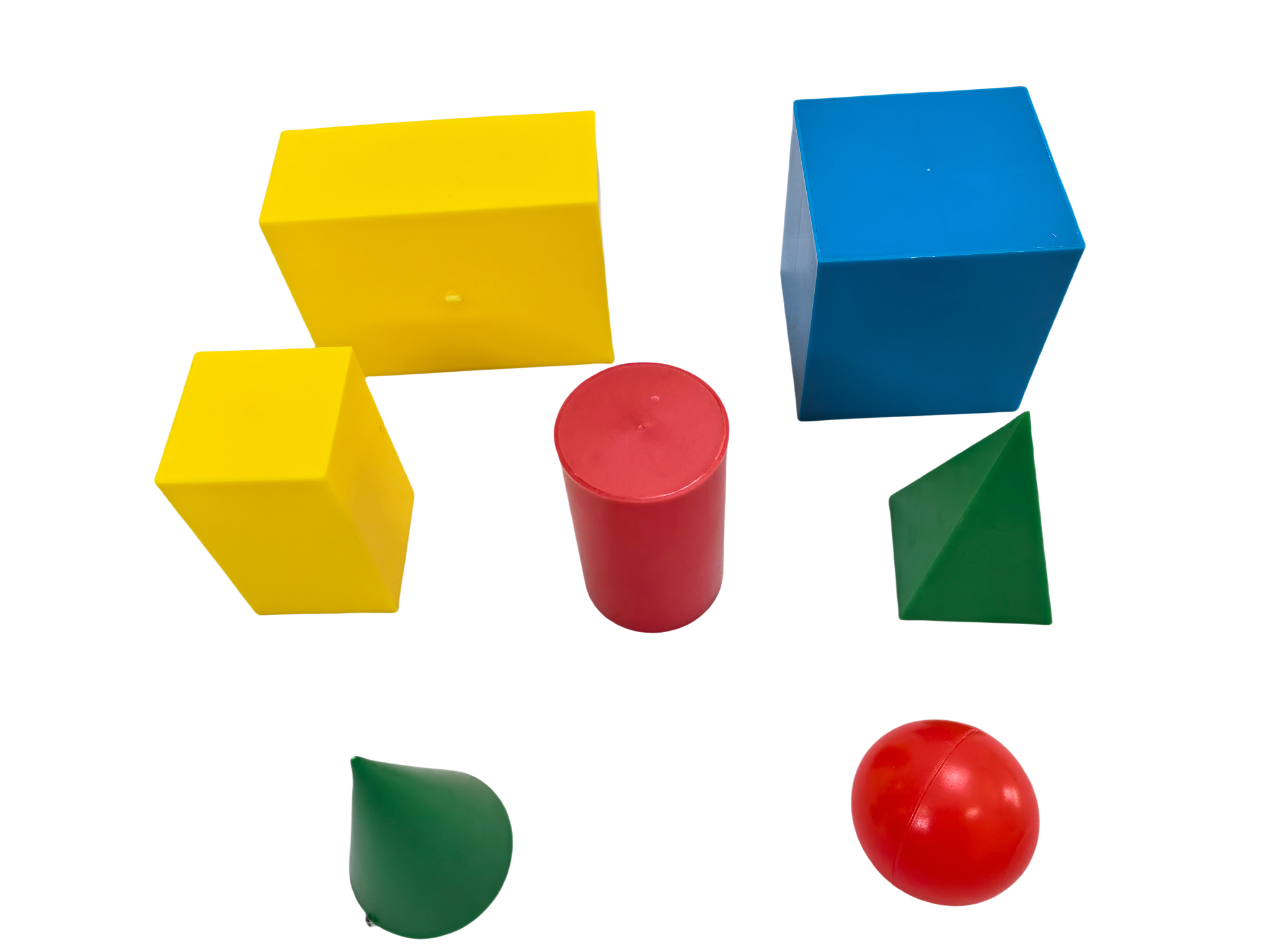 Sada 7ks plastových geometrických modelov, geometrické bloky, sada geometrických tvarov