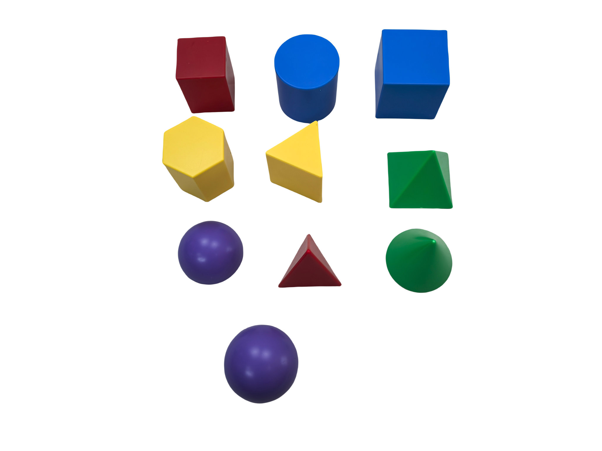 10ks plastových geometrických modelov, geometrické bloky, sada geometrických tvarov